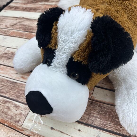 Best Made XL Large St Bernard Laying Down Dog Plush Brown White Floppy Beethoven - Picture 2 of 8